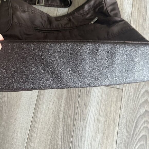 Lug Womens Puffer Large Satchel Crossbody Bag Purse Brown Nylon EUC - Picture 3 of 8